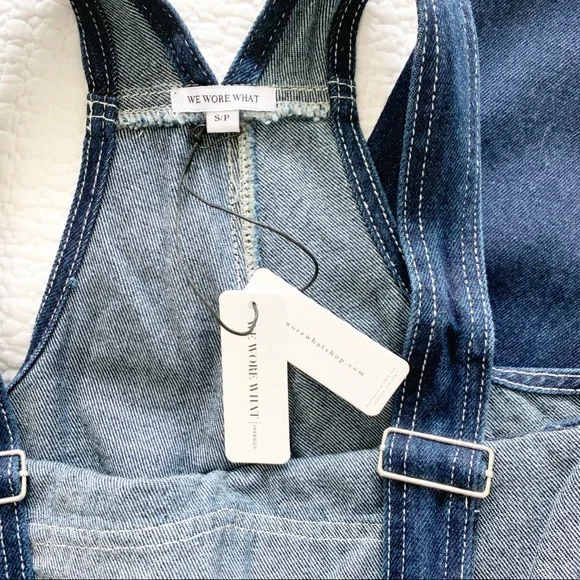 WEWOREWHAT Denim Basic Overalls Dark Wash - Picture 9 of 14